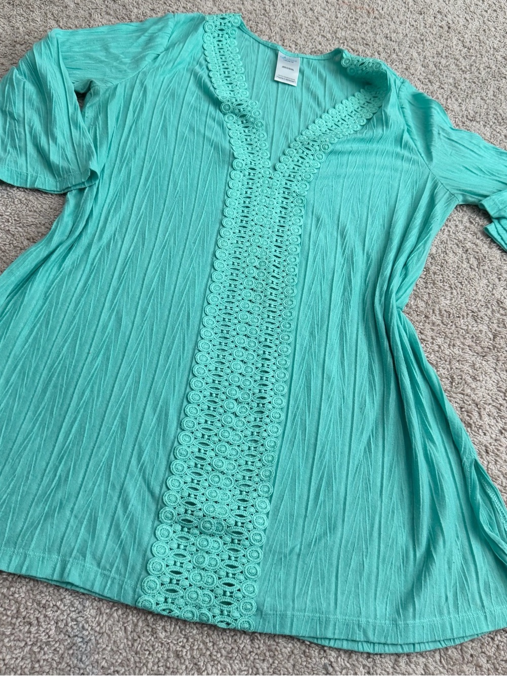 Catalina Turquoise Crochet-Trim V-Neck Swim Tunic